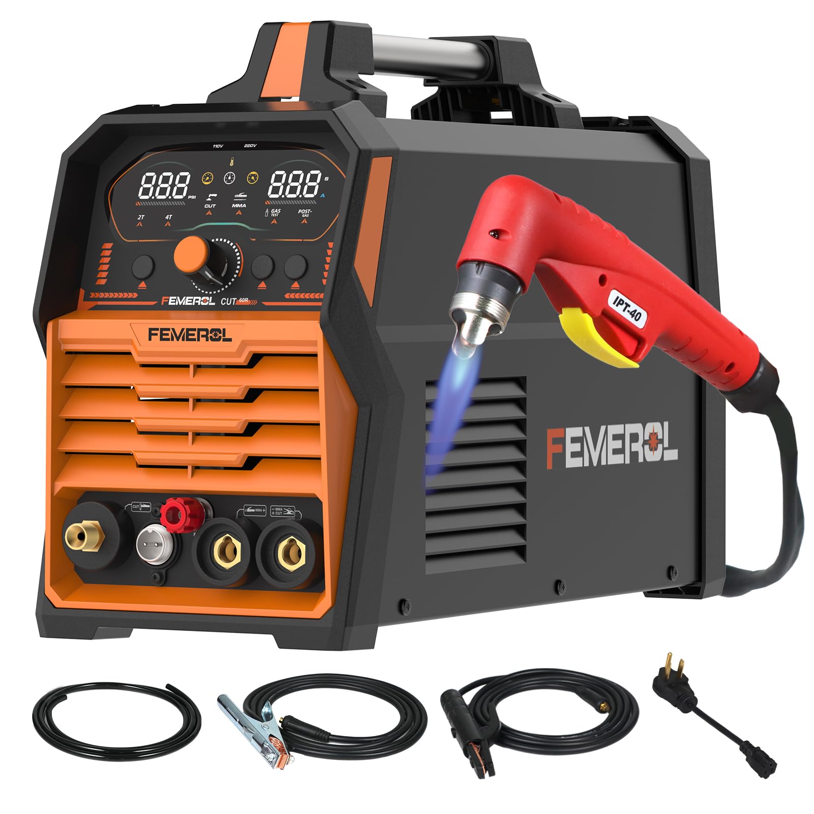 Cortador de plasma 2 en 1 y soldador de palo, máquina de corte por plasma 60A no alta frecuencia de 60 A, soldador MMA de 200 A, pantalla digital grande, arco piloto sin tacto, combo de
