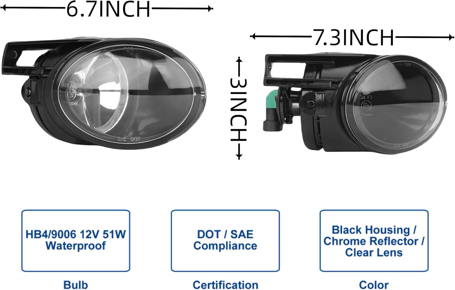 Fog lights compatible with 2006 2007 2008 2009 2010 VOLKSWAGEN PASSAT OEM Fog Lamps Replacement with bulbs (Front Bumper Lights); 1 Pair Clear Lens