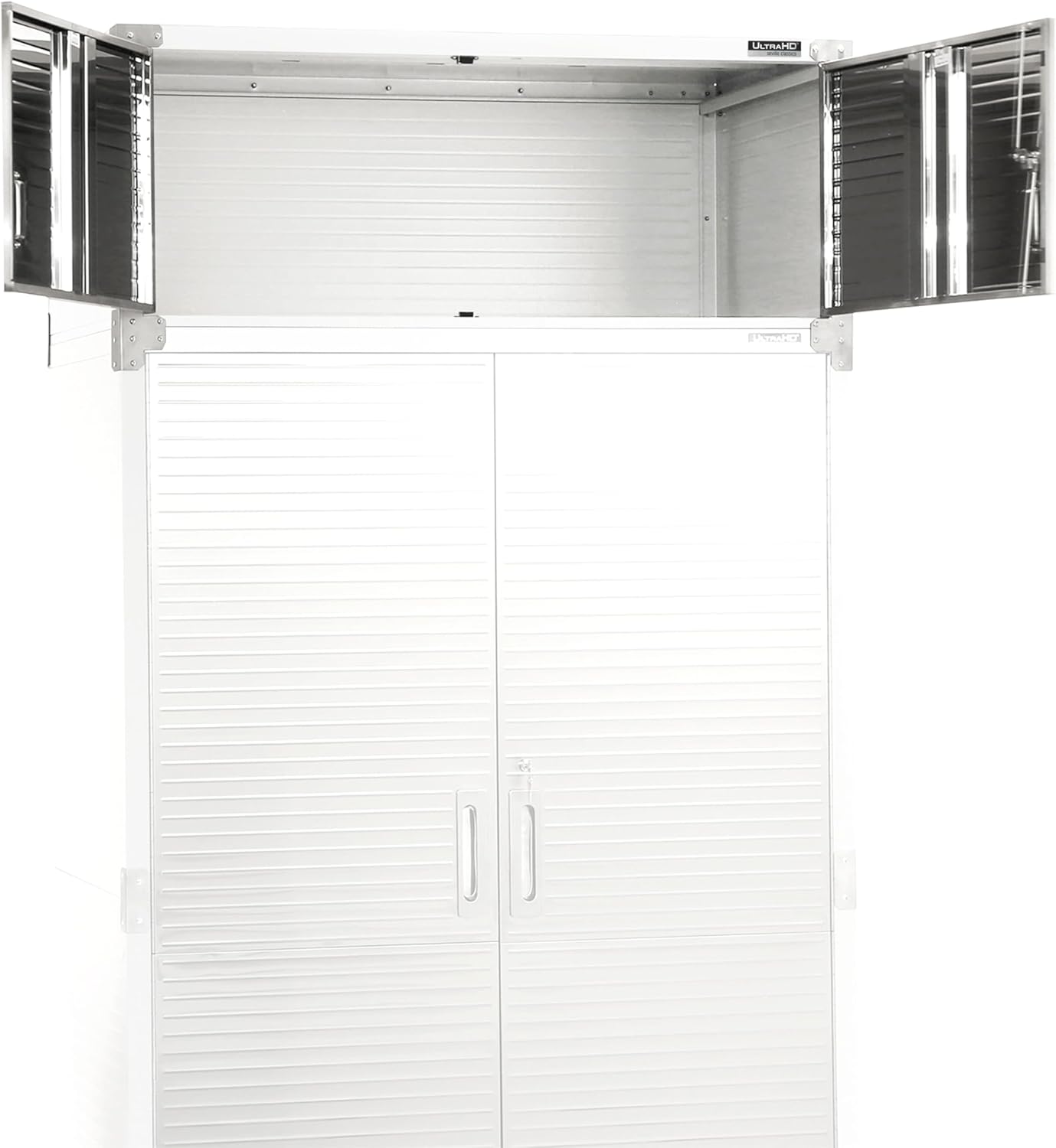 Seville Classics UltraHD 2-Door Lockable Stacker Storage Cabinet, 30" W x 18" D x 18.5" H, Silver