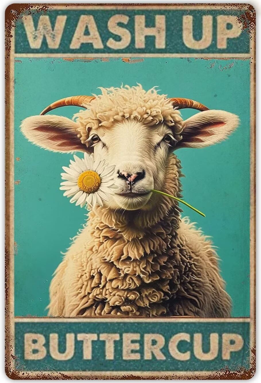 Anceky Sheep Wall Art Canvas Unframed Funny Bathroom Signs Wash Up Buttercup Modern Print Posters Vintage Canvas Paintings Wall Decor For Cafe Farm Bedroom Bathroom Theater Unframed 20x30 Inch