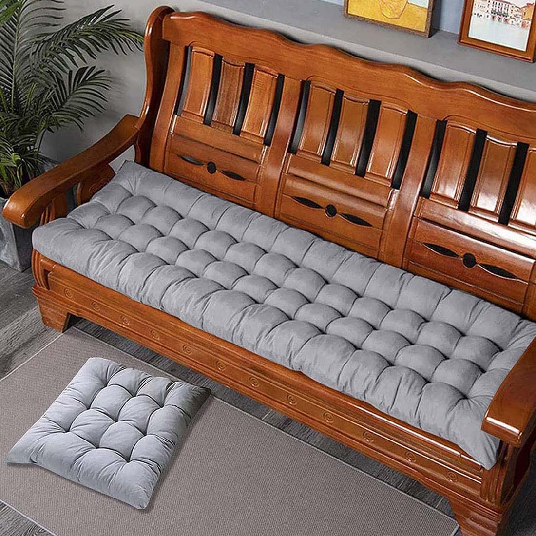 Waigg Kii Cojín Grueso Para Banco De 2 Plazas/3 Plazas, 100/120 X 50 Cm, Cojín Antideslizante Para Banco De Jardín, Comedor, Hogar, Patio, Columpio, (150 X 40 X 5 Cm, Marrón