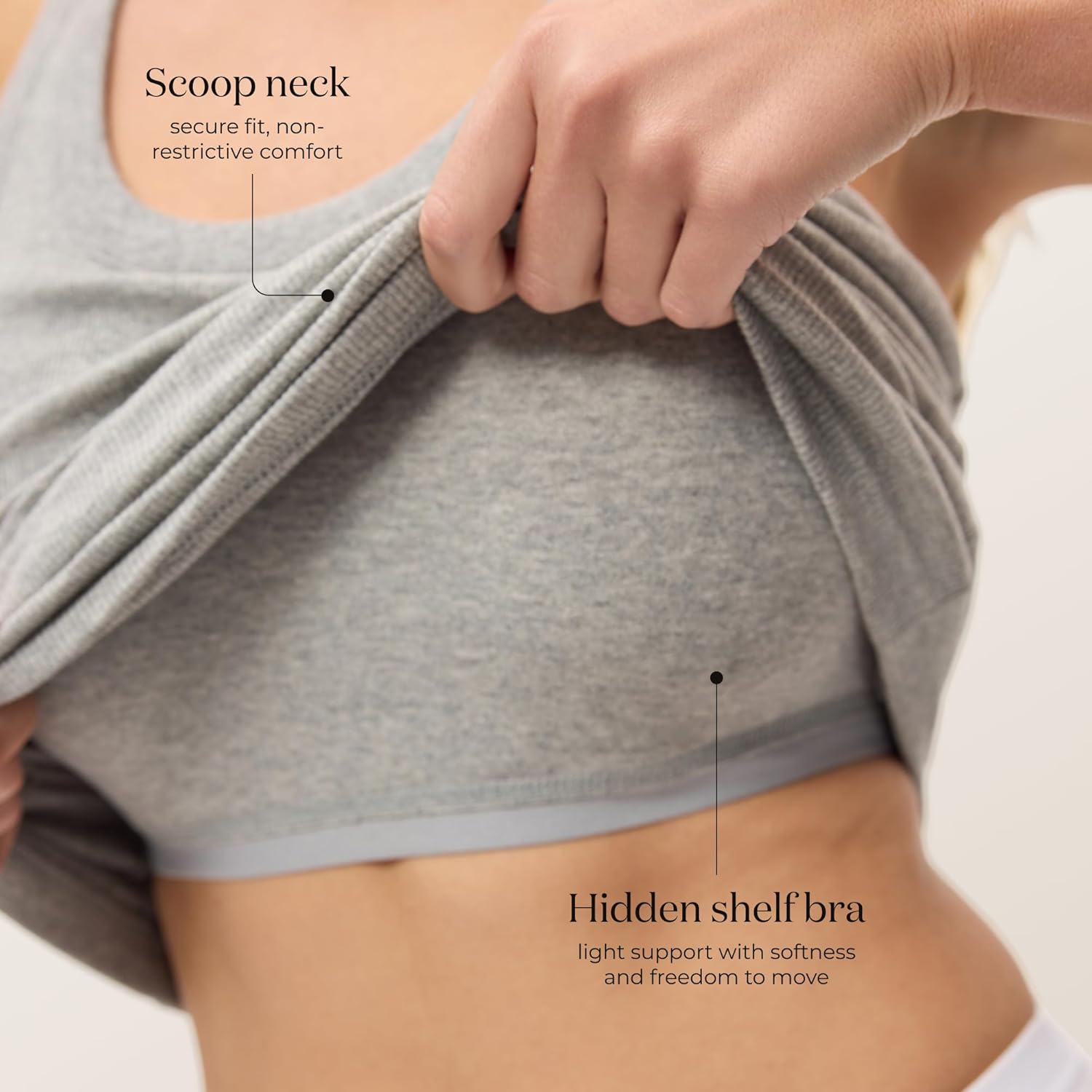 Papinelle Women’s Shelf Bra Milla Cotton Tank Top - Soft, Stretchy Rib-Knit Loungewear & Sleepwear - Image 2