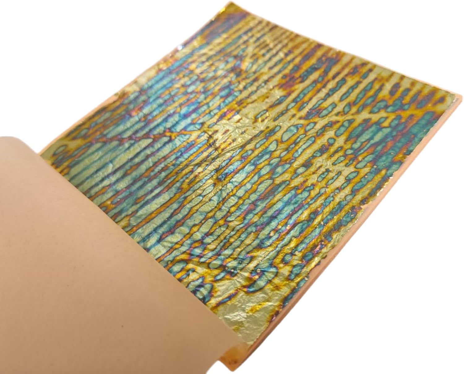25 Sheet 14 * 14cm Variegated Gold Leaf Sheet Gold Foils Copper Sheets with Unique Designed Pattern (Gold Sunset)