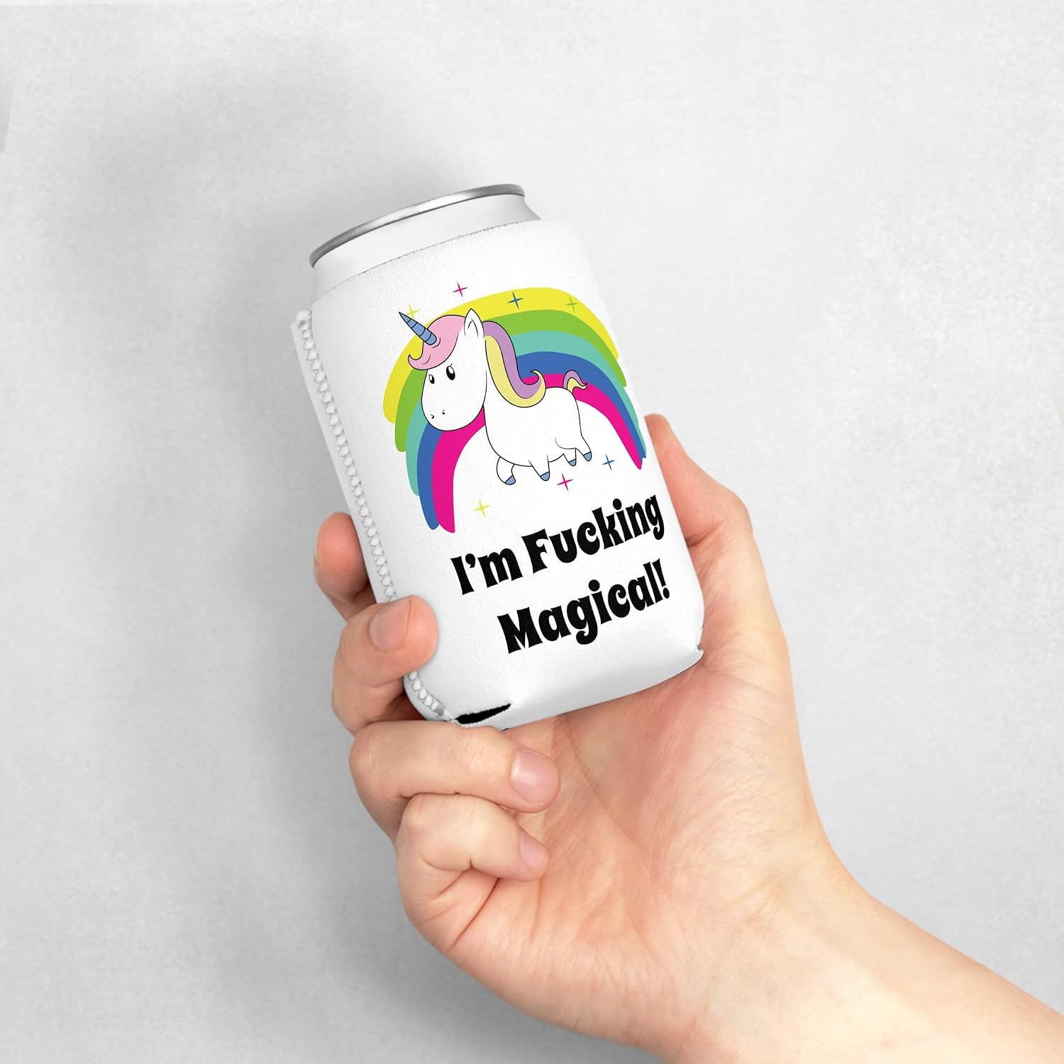 I'm Magical Unicorn Can Sleeve Funny Can Cooler Coolie - Gag Gift - White Elephant Gift - Beer Can Holder Sleeve - Soda Beer Caddie - Party image 3