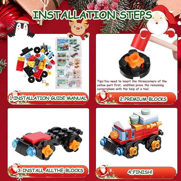 KAHEIGN Calendario de Adviento 2025, Cuenta Regresiva de Navidad de 24 Días con 895 Piezas 12 En 1 Trineo de Papá Noel Casa de Postres Bloques de Construcción para Navideños Regalos Fiesta Decoración - 5