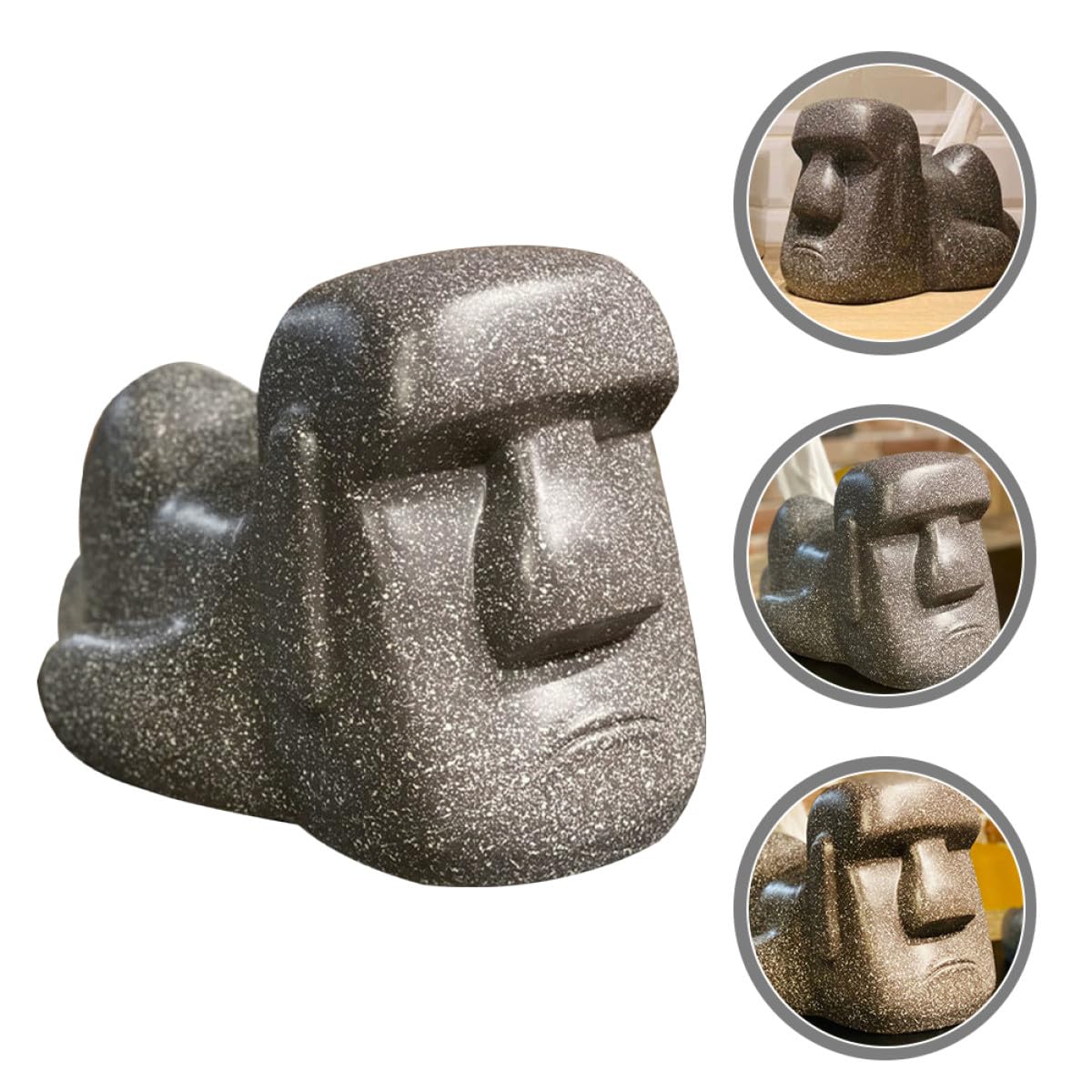 Moai Taschentuchbox Halter aus Kunstharz in Schwarz für Zuhause