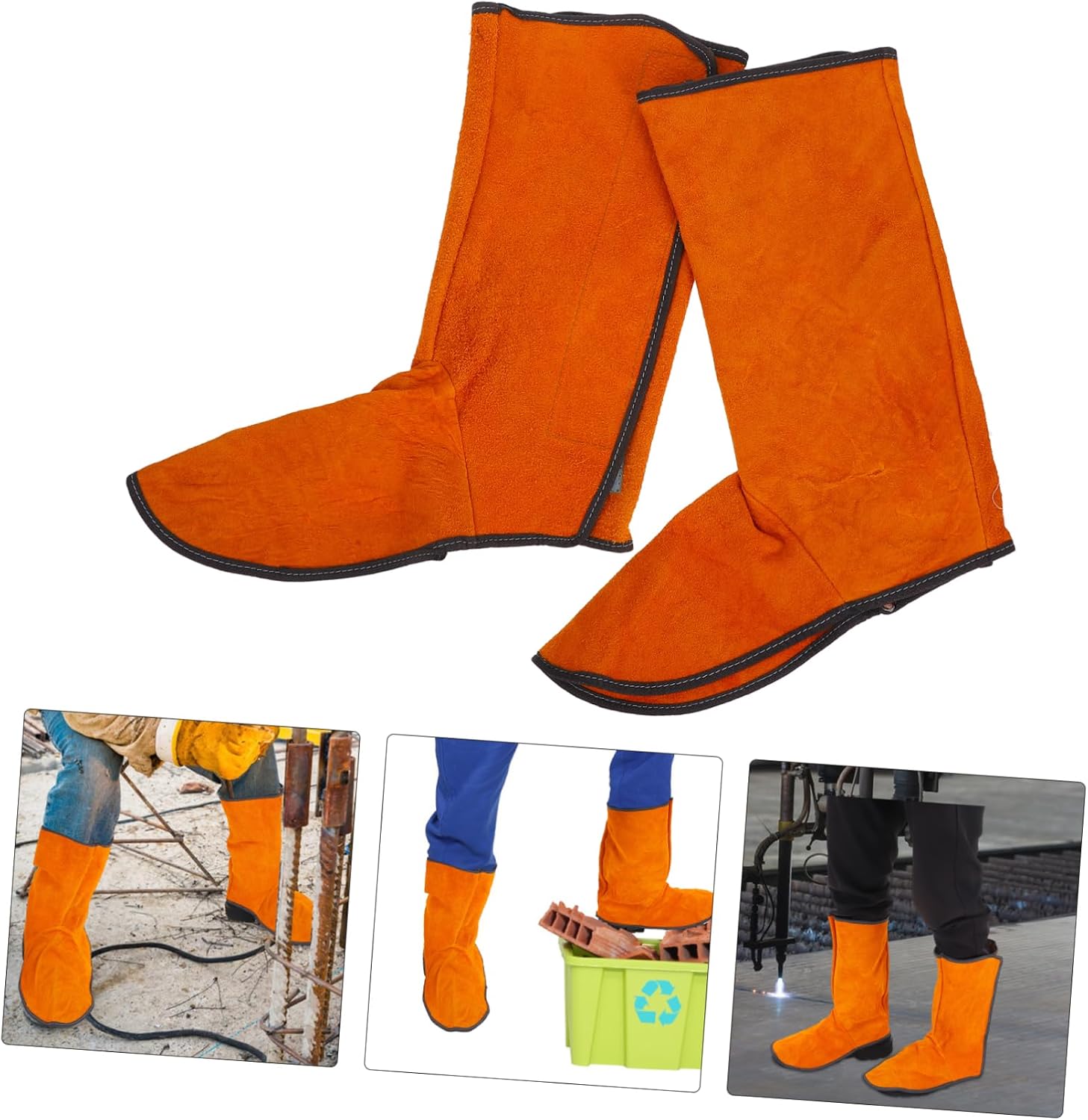 2pcs Fire Resistant Leather Shoe Covers for Welding Wear-resistant Boot Protectors Insulated Spats for Safety Footwear Electrician