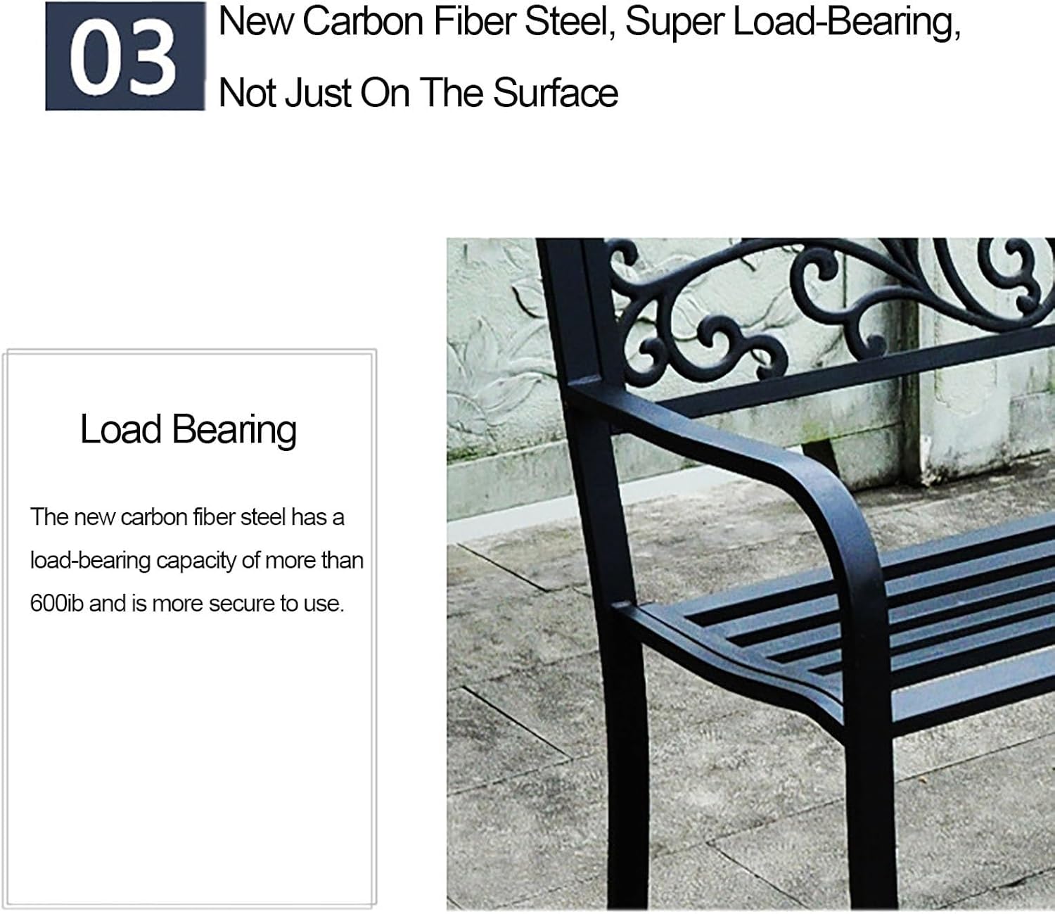Bench, Garden Bench, Patio Bench for Outdoors Metal Porch Clearance Work Entryway Steel Frame Furniture for Yard(B1)