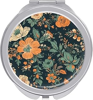 Orange and Green Flowers Travel Makeup Mirror...