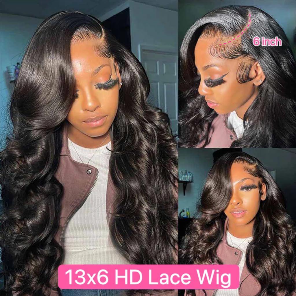 Amazon.com : LHENDS 28 Inch 13x6 Body Wave Lace Front Wigs  display picture 3
