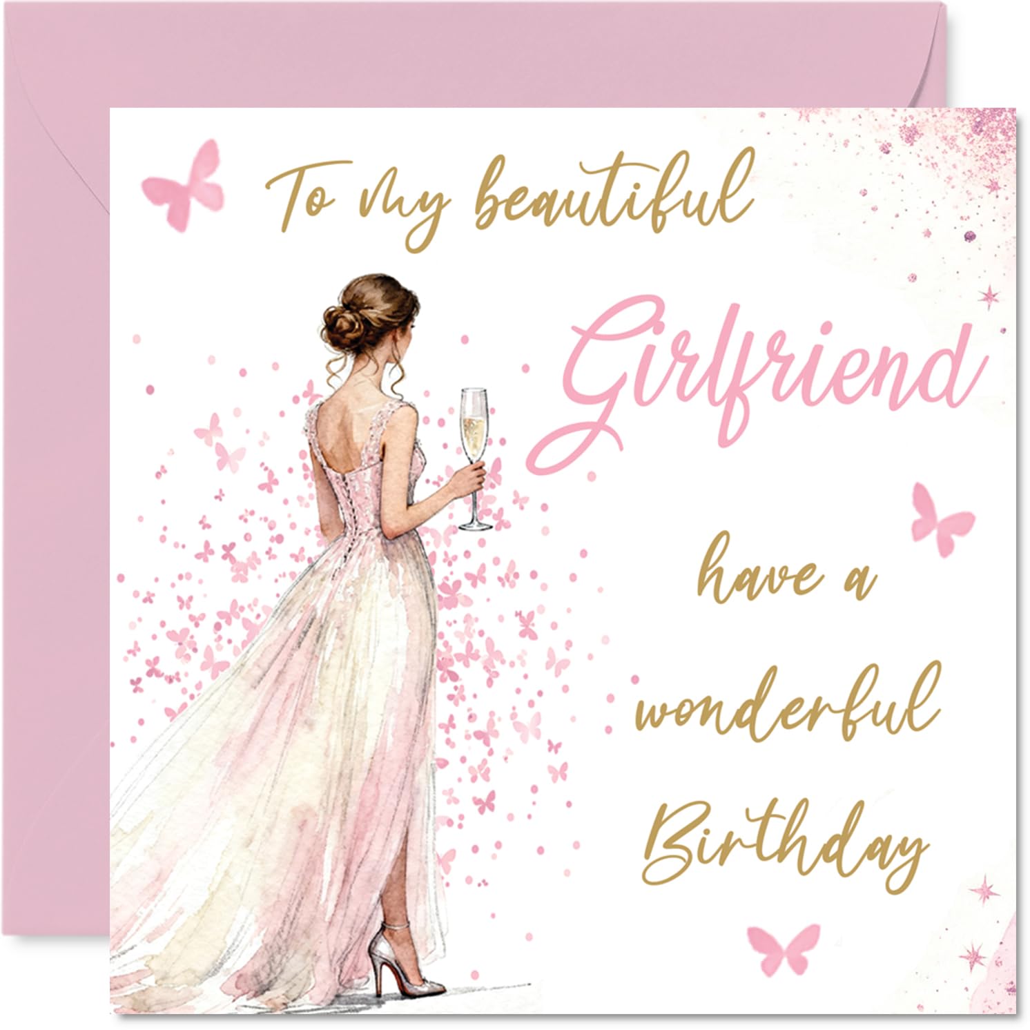 Romantic Birthday Card for Girlfriend, Chic Celebration