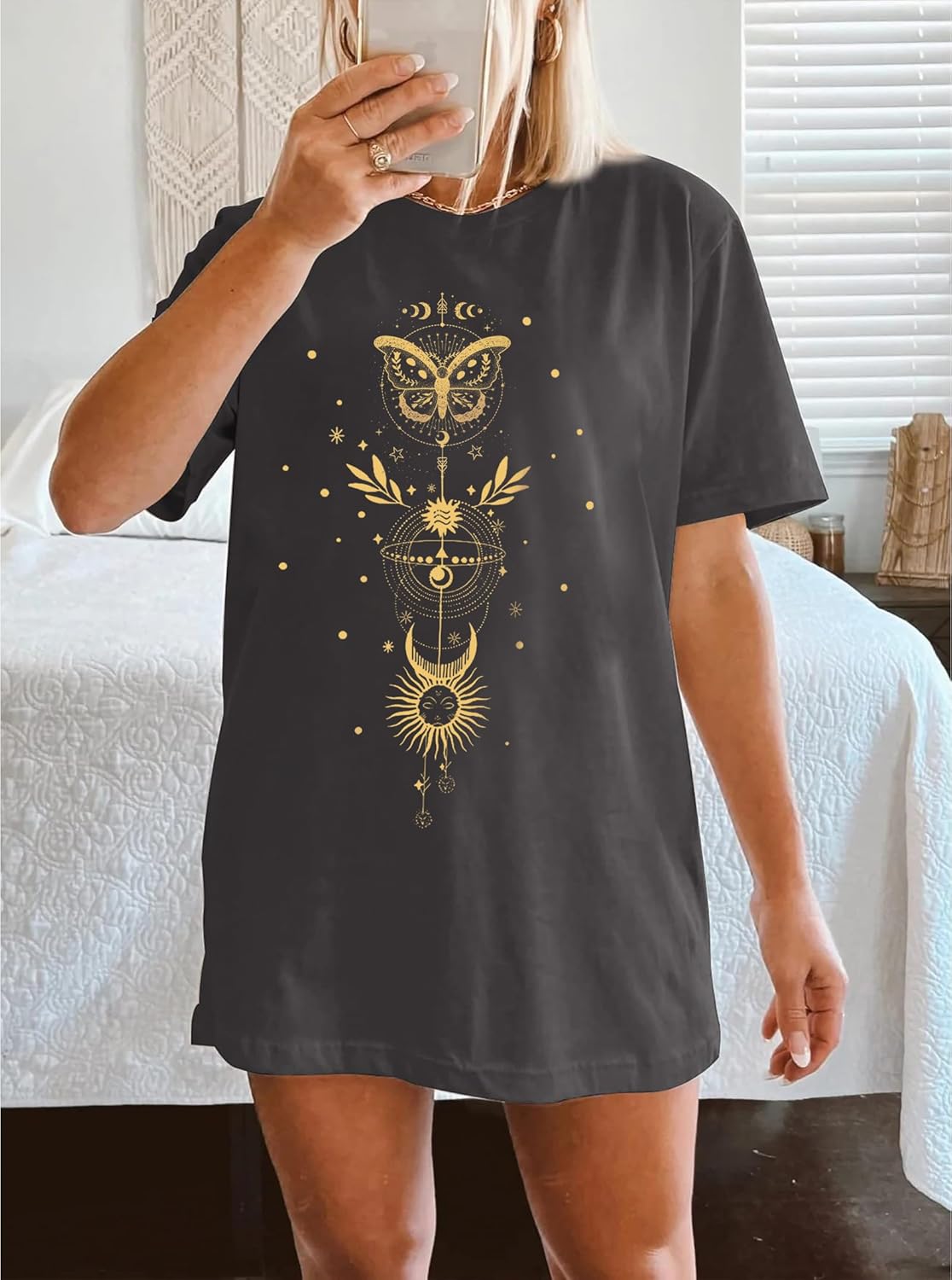 CSDAJIO Women's Casual Short Sleeve Loose Shirt Oversized T-Shirt Trendy Going Out Crew Neck Summer Graphic Tees - Image 2