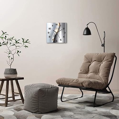 Miniatura 3 de Tulup - Reloj de pared de cristal de 11,8 x 11,8 pulgadas, con imagen de cristal real, para cocina, salón de cocina, reloj de cristal templado,