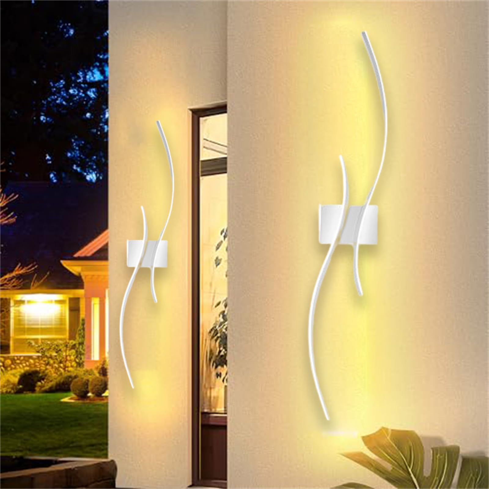 Nowoczesna i kreatywna lampa ścienna na zewnątrz, IP65, ściemniana, z pilotem zdalnego sterowania, długa lampa aluminiowa, do ogrodu, na taras, garaż (czarna, 60