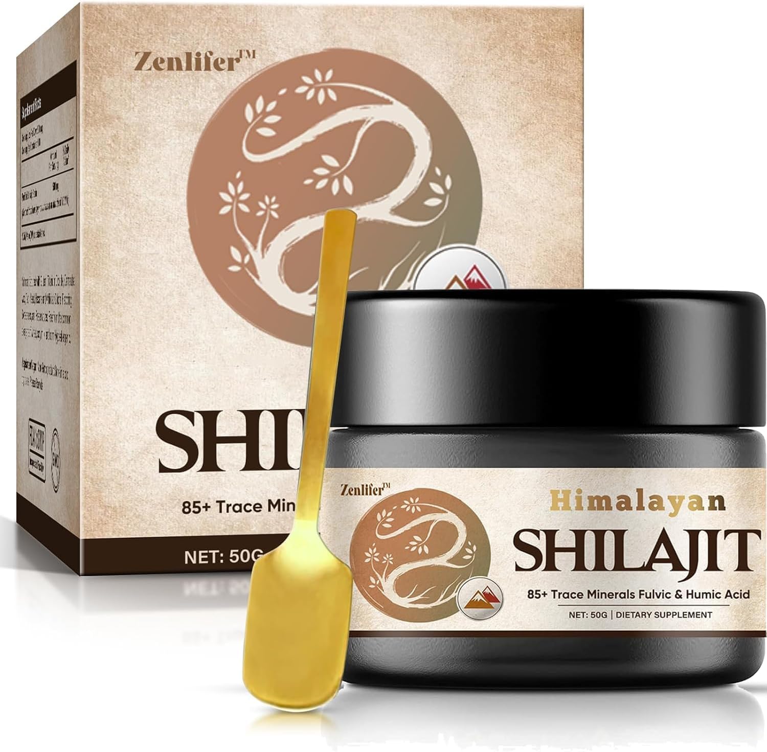 Zenlifer Shilajit Pure Himalayan Organic Shilajit Resin,Potency Natural Organic Shilajit Supplement Resin with 85+ Trace Minerals & Fulvic Acid for Energy, Immune Support (50G)