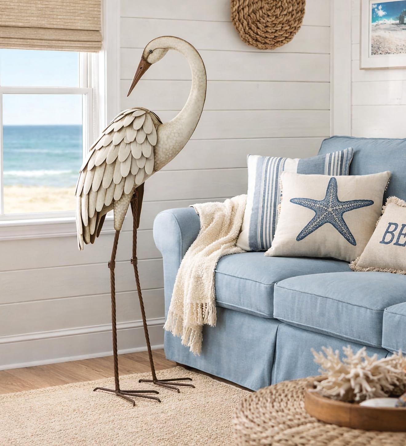 Regal Art & Gift Metal Egret Statue – Coastal Heron Garden Sculpture, Elegant Bird Decor for Lawn, Patio, or Beach House Yard – Sturdy Outdoor Standing Crane Ornament, 15.25""L x 8.25""W x 40.5""H