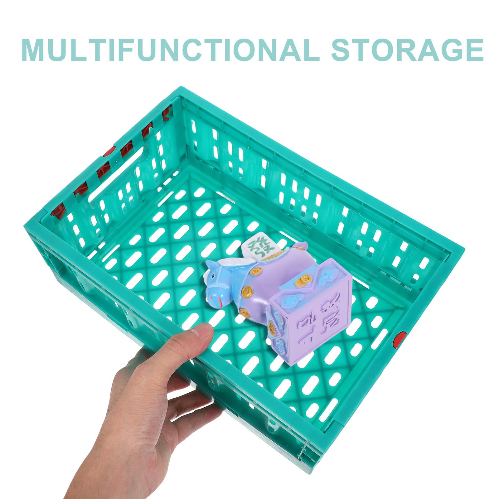 DOITOOL 2 Piezas Cestas Almacenaje Plegables de Plástico, Organizadores de Almacenamiento Transparentes para Cocina, Oficina, Dormitorio, Asas para Transporte y Diseño Ahorrador