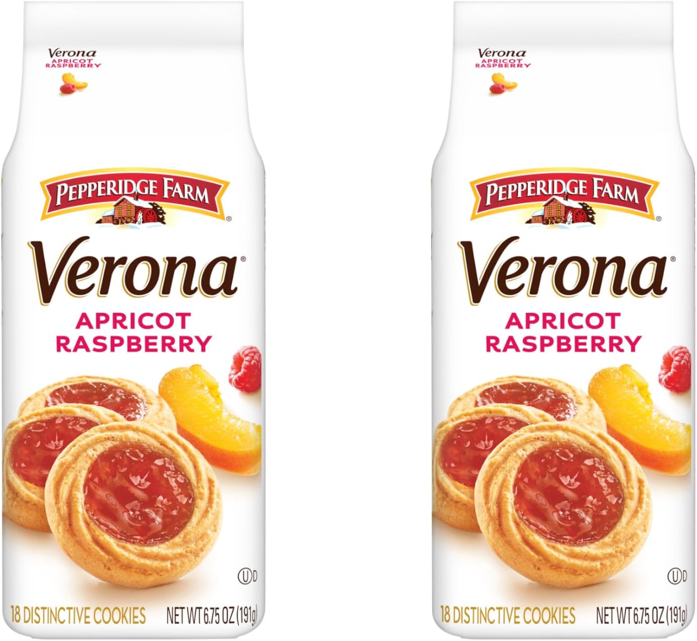 Pepperidge Farm Verona Apricot Raspberry Thumbprint Cookies, 6.75 oz. Bag (Pack of 2)