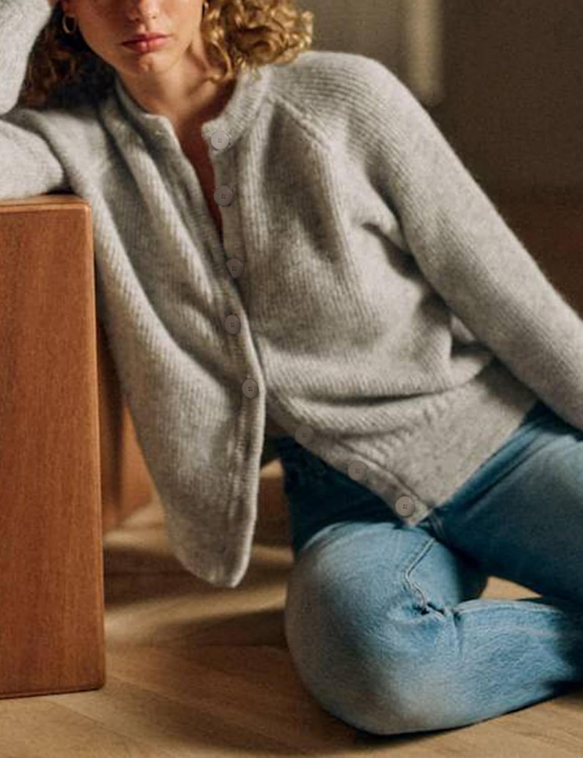 Bianstore Womens Casual Long Sleeve Crewneck Button Down Cardigan Chunky Knit Open Front Sweater Tops - Image 6