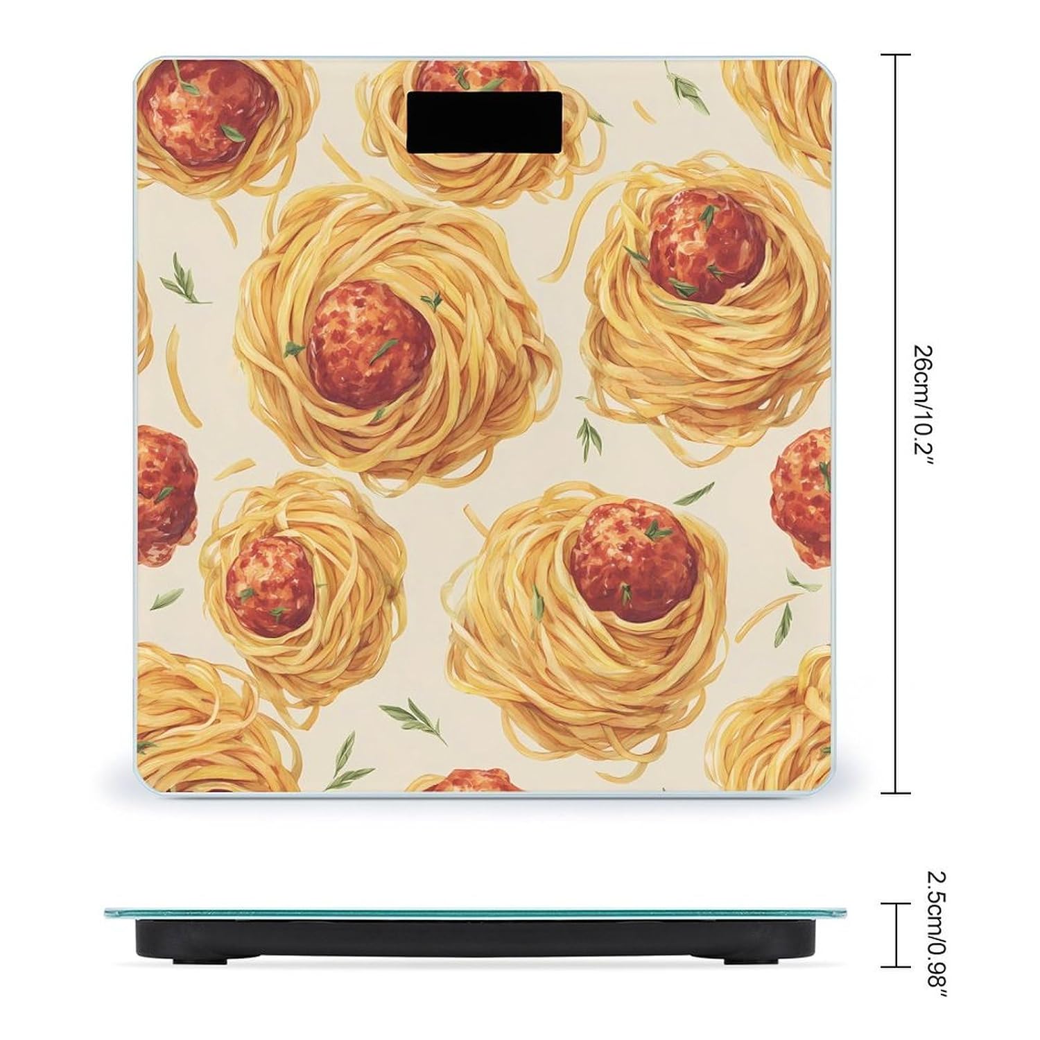 Meatballs Pasta Noodles Digital Body Weight Scale LCD Backlight Display for Bathroom Gym
