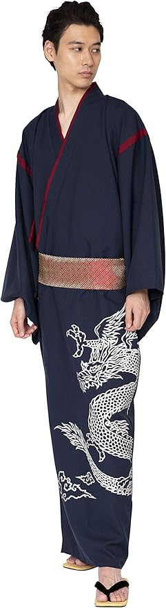 Amazon Party City 花鳥風月 コスプレ 着物 龍 メンズ 紺 おもちゃ おもちゃ