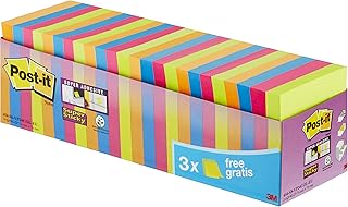 Post-it Super Sticky Notes Pads, 90 Sheets per Pad, 76 mm x 76 mm, Green, Pink, Blue, Orange Colors - Extra Sticky Notes For Note Taking, To Do Lists & Reminders, 24 Count (Pack of 1)