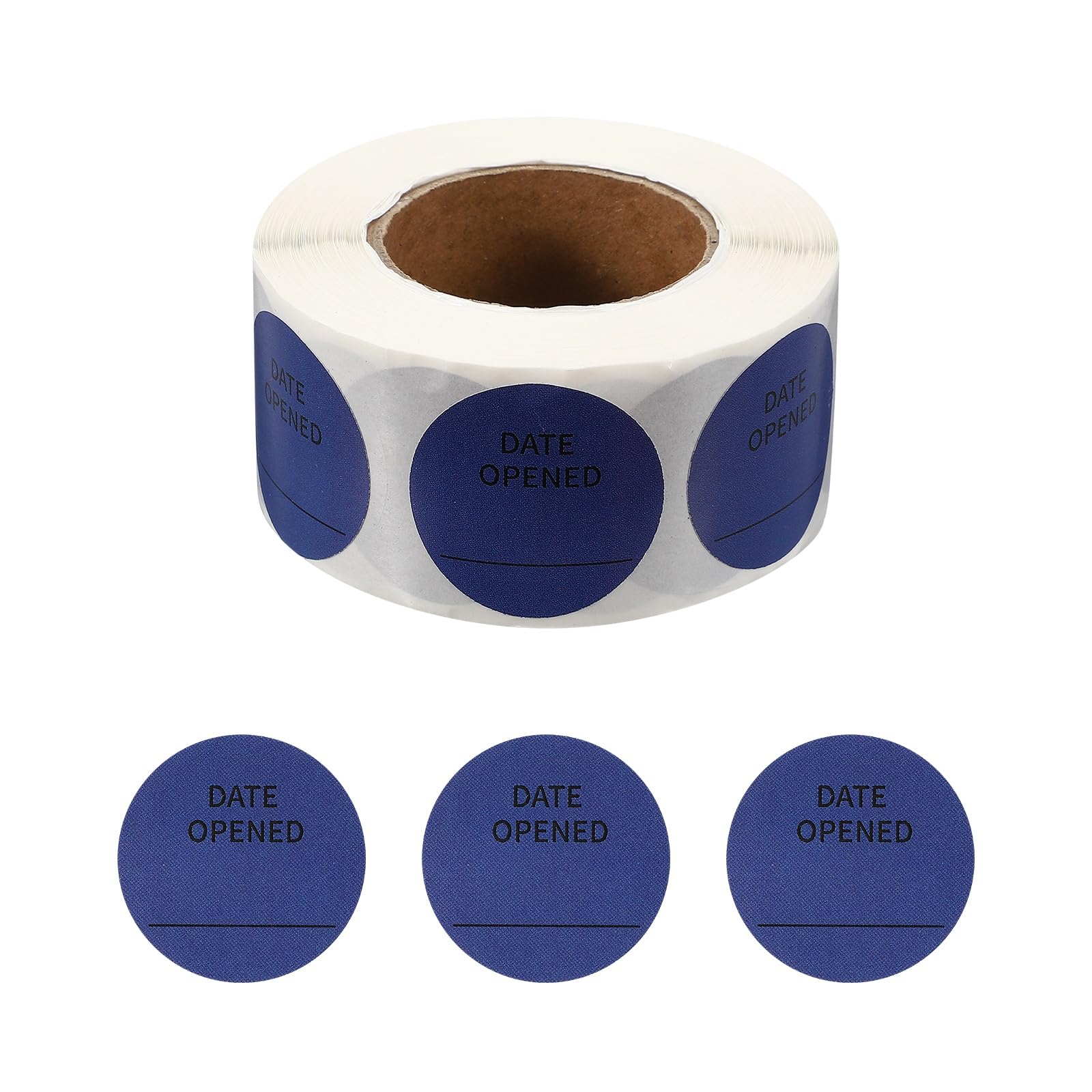 PATIKIL 500 Pcs Date Opened Stickers Roll, 1.25 Inch Food Storage Labels Removable Freezer Labels Adhesive Food Labels for Inventory Organized Kitchen Containers, Blue and Black