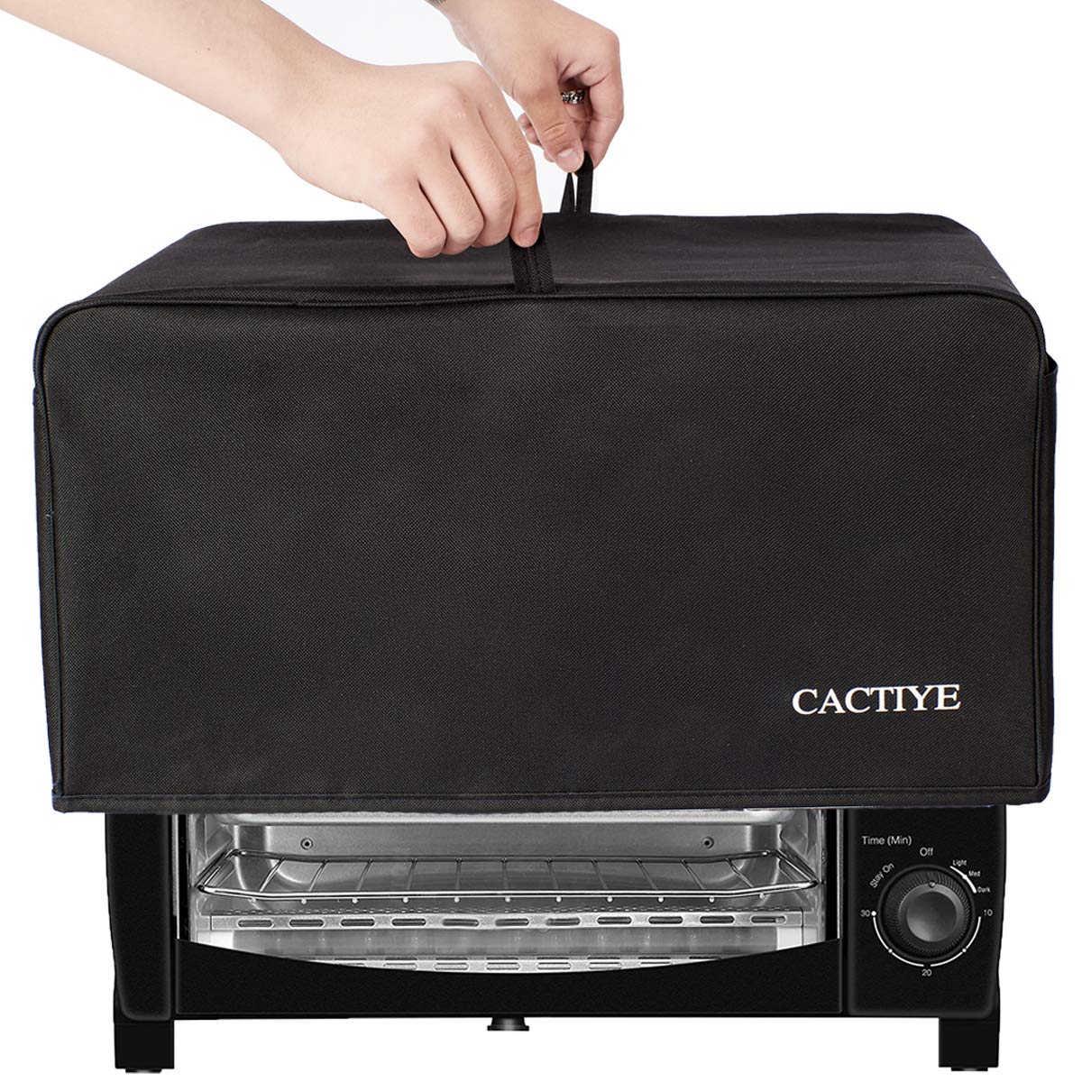 CACTIYE Toaster Oven Dust Cover with Accessory Pockets Compatible with Hamilton Beach 6 Slice of Toaster Oven (BLACK?19 x 14 x 10 inches)