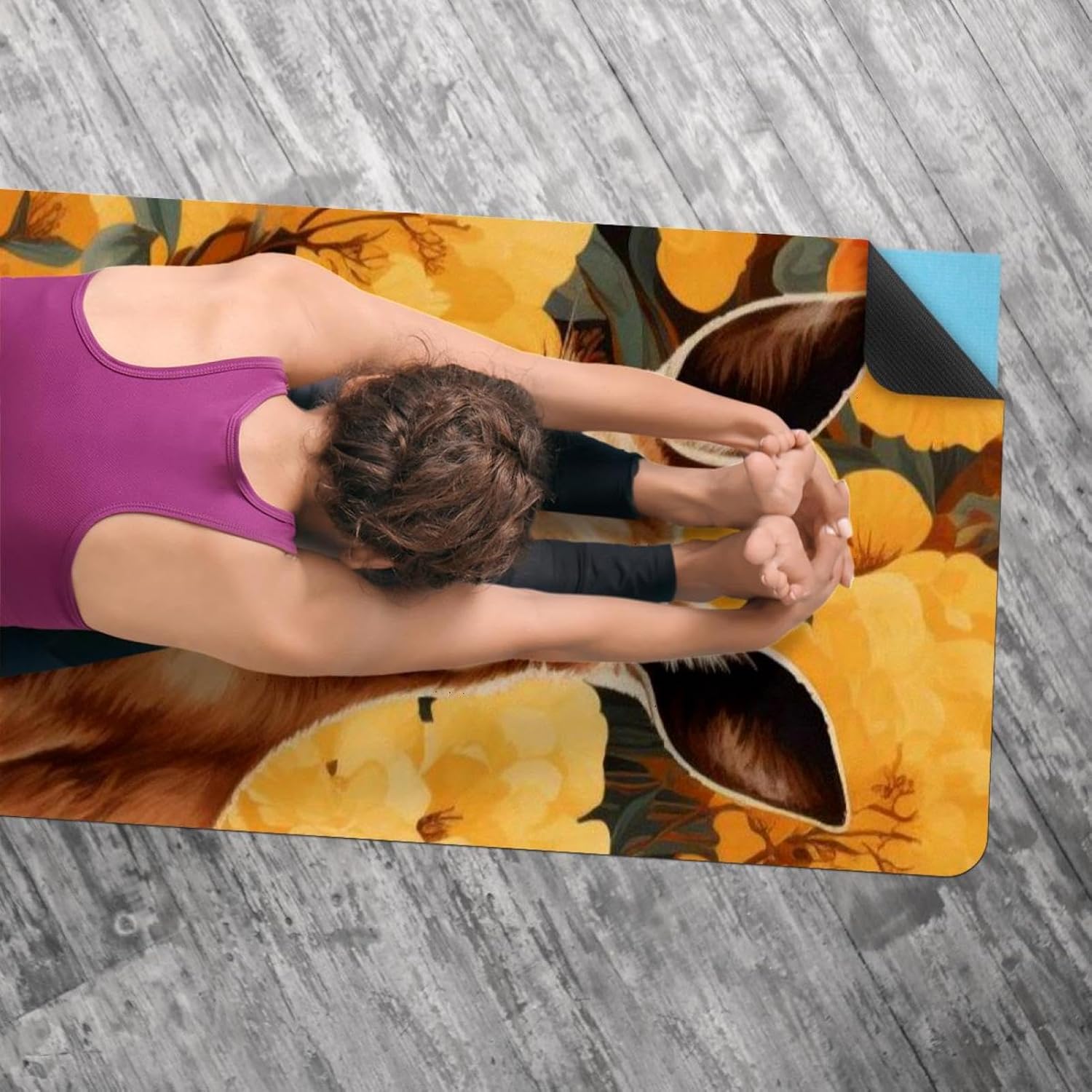 Yoga Towel, Kangaroo Pattern Non Slip Sweat Absorbent Hot Yoga Mat Towel for Hot Yoga, Pilates and Fitness - 72.8" x 26.8"