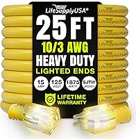 Vista 93 de Cable de extensión de 3 pies para interiores y exteriores 10/3 calibre Ultra resistente de 3 puntas SJTW, impermeable, cable de alimentación