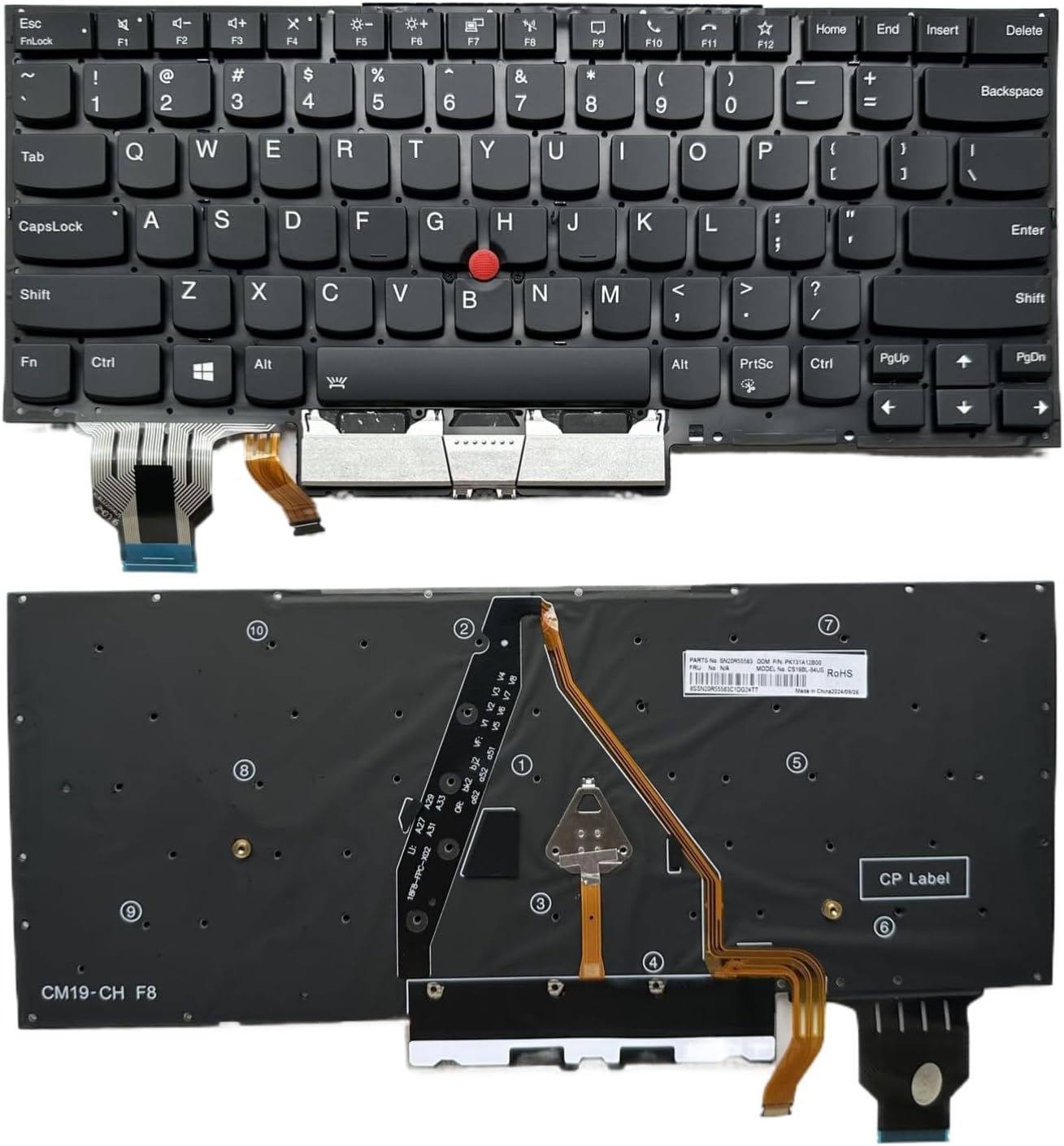Laptop Replacement US Layout with Backlit Keyboard for Lenovo ThinkPad X1 Carbon Gen 7th 2019 X1 Carbon Gen 8th 2020 Type 20QD 20QE 20R1 20R2 X1 Yoga Gen 4 2019 & X1 Yoga Gen 5 2020 CS19BL-84US