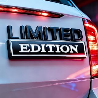 2Pack Limited Edition Car Emblem with 4 Adhesives, 3D Badge Decal for Trucks, Metal Stickers Replacement Fit Universal Vehicle (Black & White)