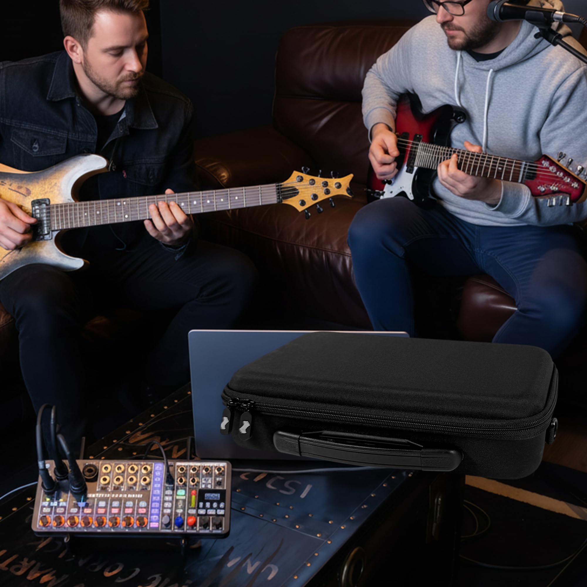 Musiin Custodia per mixer audio compatibile con Zoom Live Trak L6 MAX, interni personalizzati, design a doppia cerniera, tasca superiore in rete, maniglia e tracolla, per studio, viaggi e spettacoli