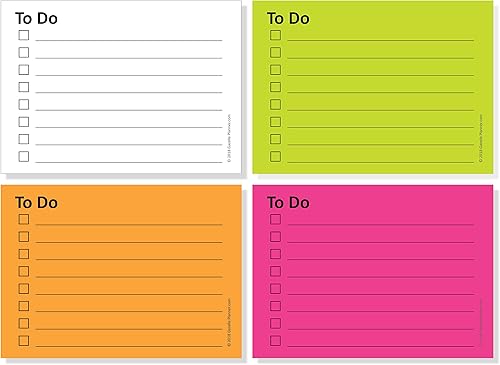 Gazelle to Do List Notas adhesivas con líneas de 3 x 4 pulgadas, 4 blocs, 100 hojasbloc, 400 hojas en total (colores brillantes)