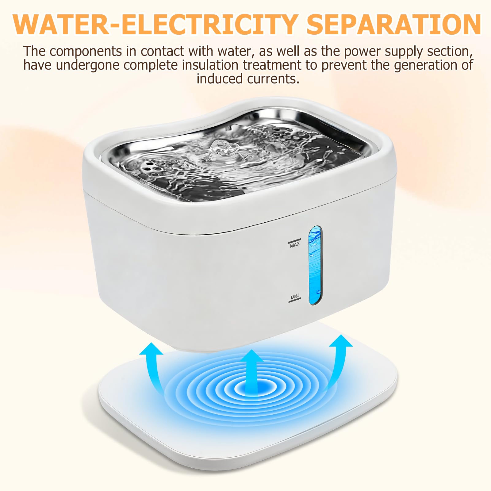 Fuente para gatos inalámbrica, 2,5 L, con detector de movimiento, funciona con pilas, 3000 mAh, fuente de agua con 2 filtros de carbón + 2 esponjas