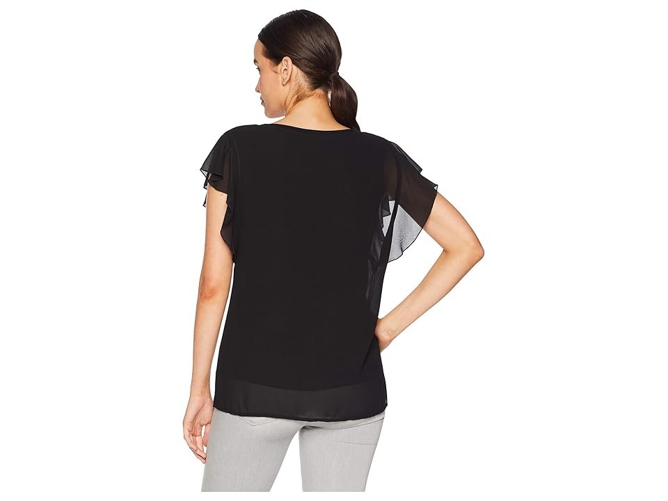 

B Collection by Bobeau Haley Flutter Mixed Media (Black) Women's Clothing