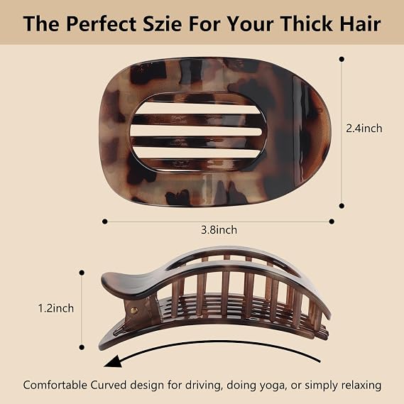 OWill Flat Claw Clip, 4 Pcs Flat Hair Clips for Women, Curved Design Hair Clips for Thick Thin Hairs, Hair Accessories for Women and Girls