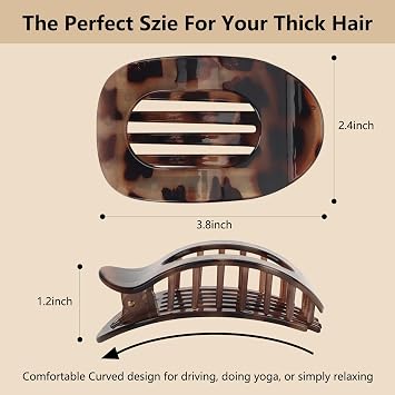 OWill Flat Claw Clip, 4 Pcs Flat Hair Clips for Women, Curved Design Hair Clips for Thick Thin Hairs, Hair Accessories for Women and Girls