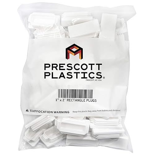 Miniatura 8 de Prescott Plastics 1 enchufe rectangular de plástico de 2 pulgadas (paquete de 50), tapa de extremo blanco para tubos de metal, valla, inserto