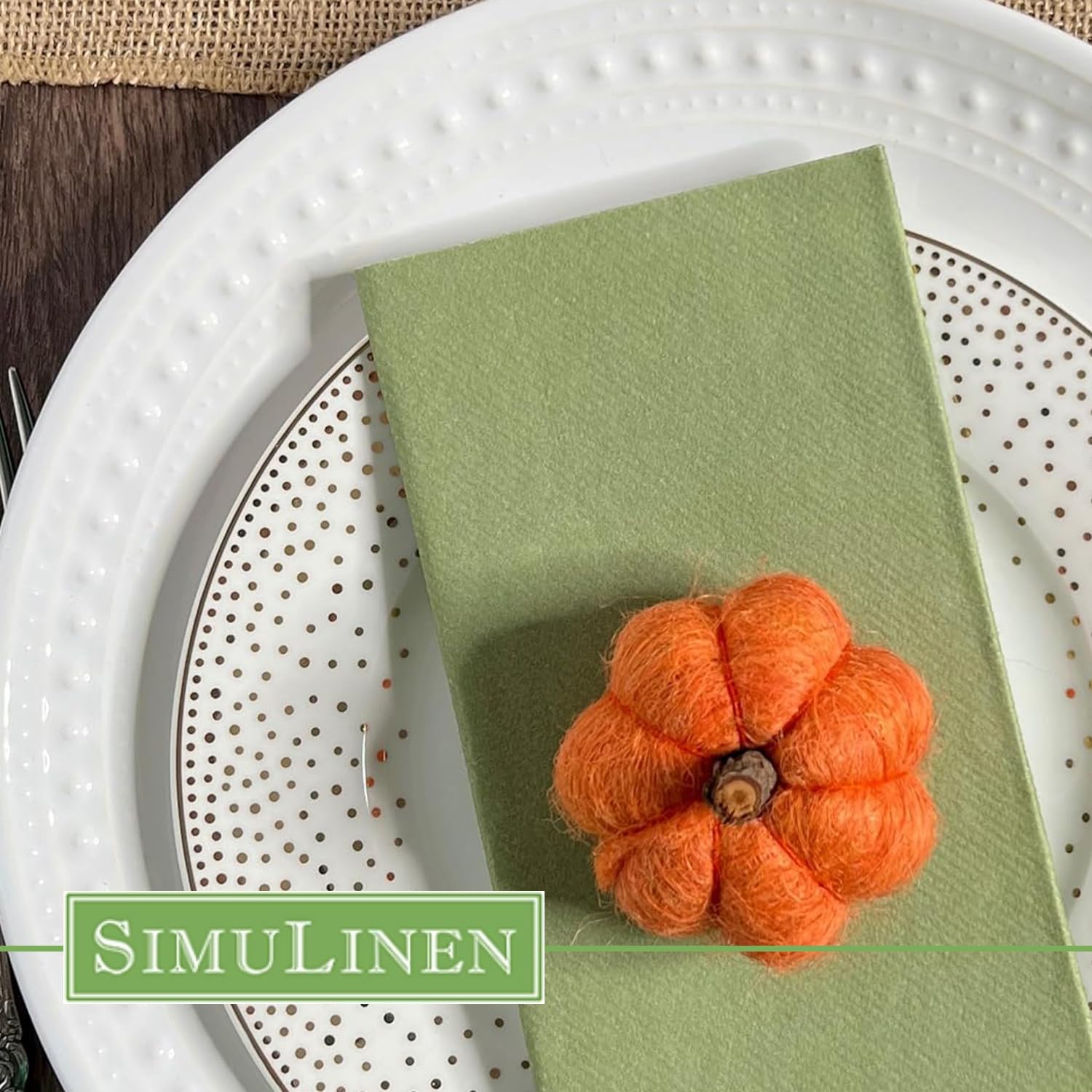 SimuLinen Lot De 50 Serviettes De Table Jetables En Papier Imitation