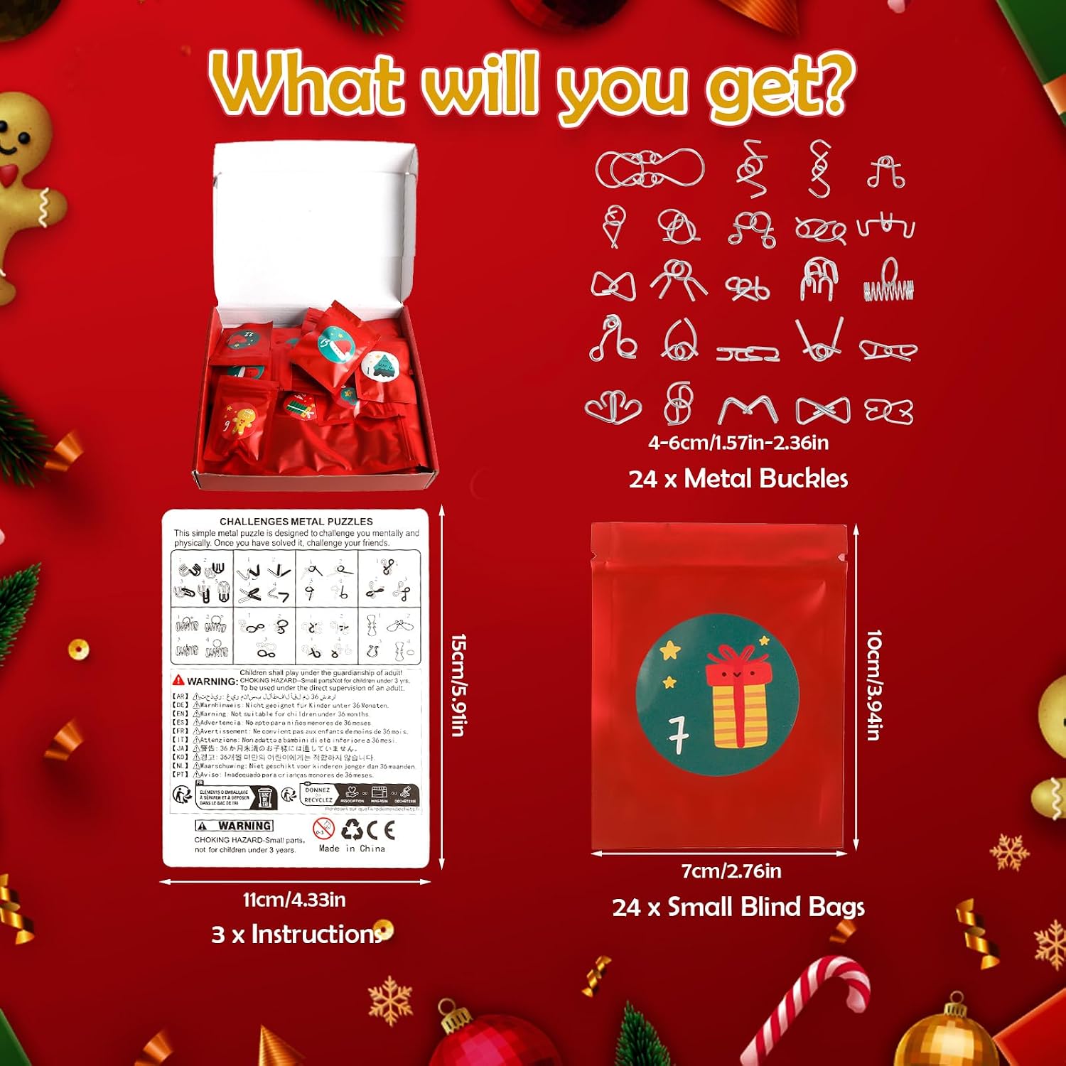 Advent Calendar 2024 with 24 Metal Puzzles