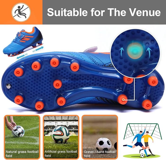 Boys Football Boots Kids Football Shoes Girls Soccer Athletics Training Shoes Teenager Outdoor Sport Shoes Sneakers for Unisex Kids