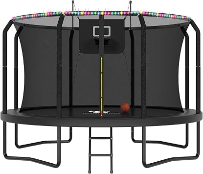 Kids Outdoor Trampoline with Net and Basketball Hoop 8 10 12 14 15 16 FT