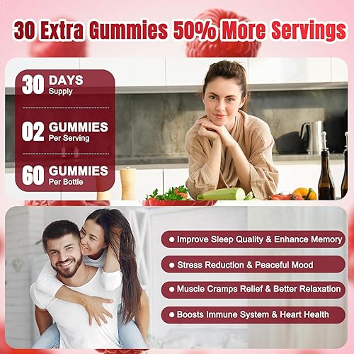 Miniatura 6 de Gomitas de glicinato de magnesio de 600 mg, complejo de suplemento de magnesio de alta absorción con L-treonato, vitamina D3 y B6, gomitas de