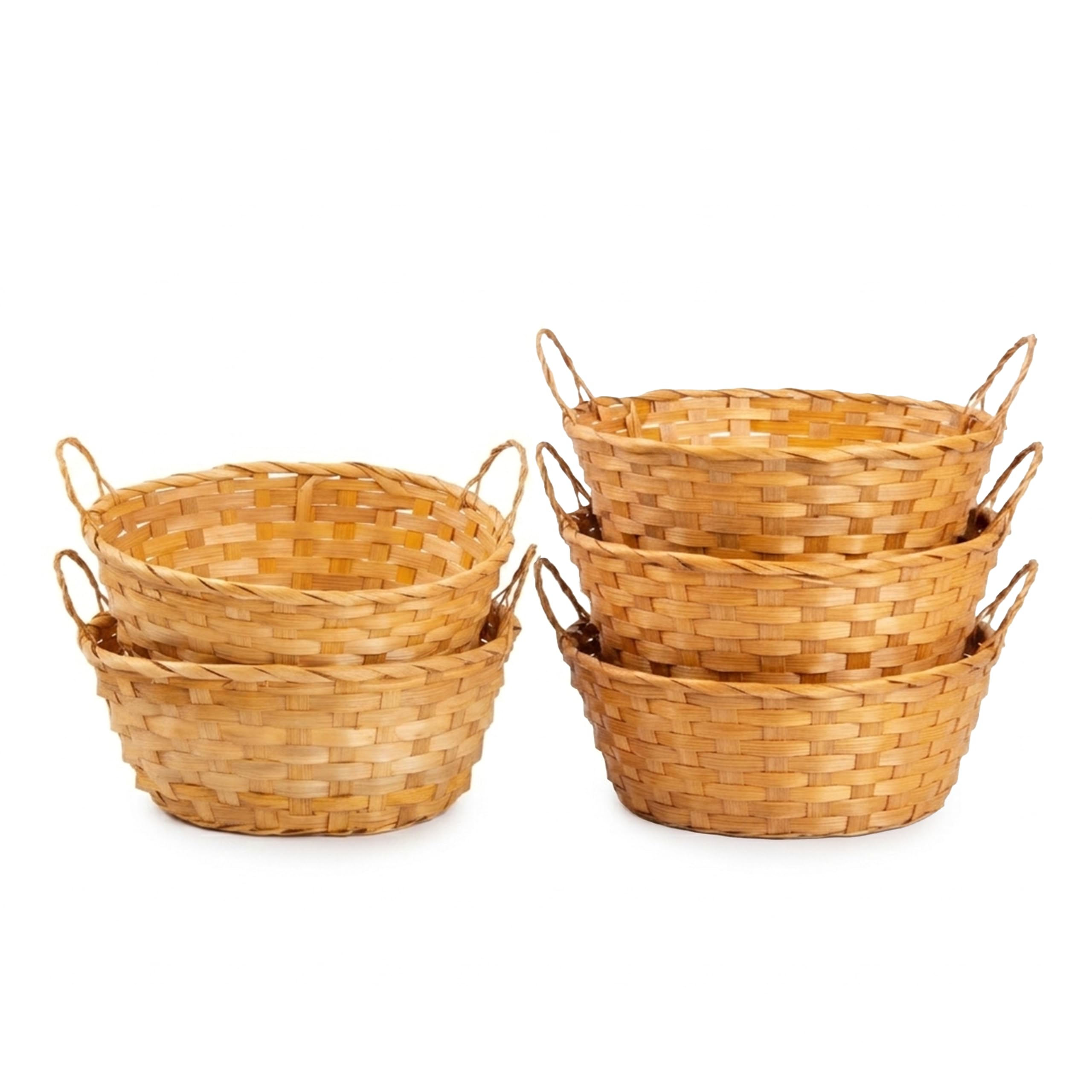 Wickerfield Bamboo Wicker Hampers With Handles Gift Hampers Retail Display Tray Bread Basket (5, Honey)