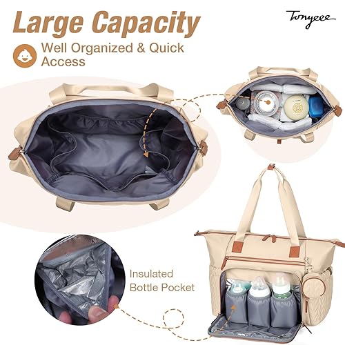 Miniatura 3 de Bolsa de pañales, bolsa grande para pañales para bebé, impermeable, bolsa de hospital para parto con funda para chupete, cambiador, correa para el