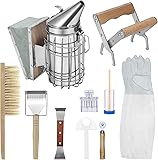 Flexzion Beekeeping Supplies Tool Kit - 10 Pcs Essential Beekeeper Equipment Supplies-All - Beginners Beehive Starter Kit Smoker, Uncapping, Queen Marking, Bee Hive Tools