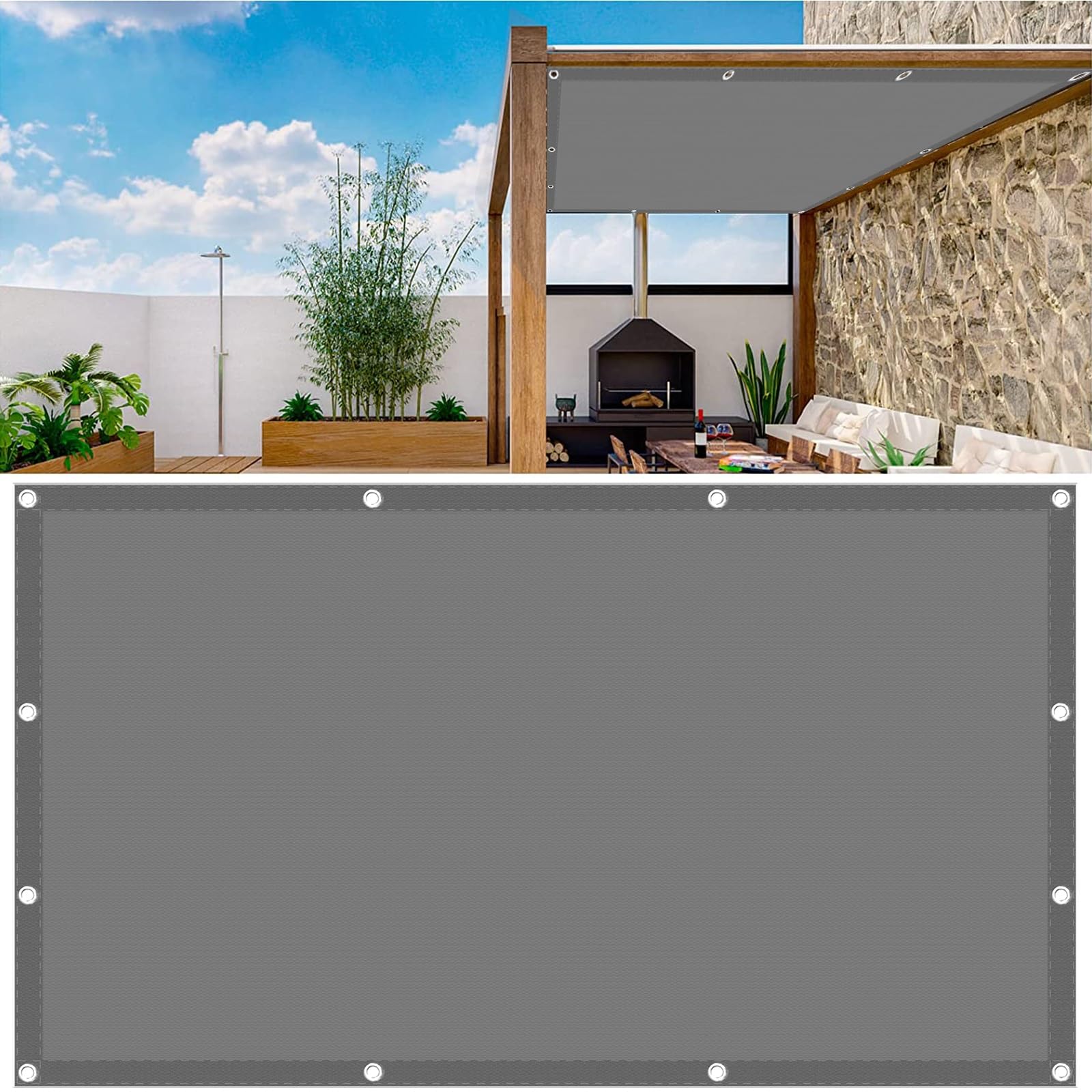Voile d'ombrage contre le vent et chaleur toile rectangulaire patio