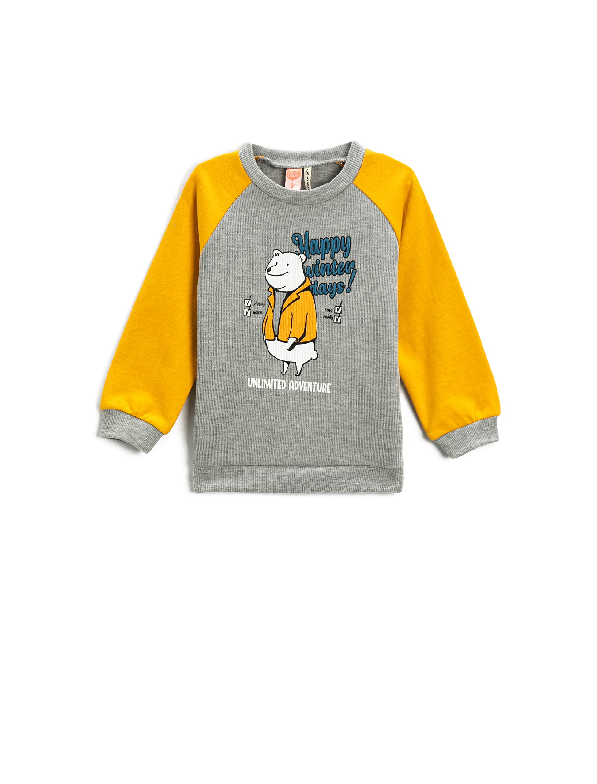 Bisiklet Yaka Baskılı Sweatshirt Uzun Kollu