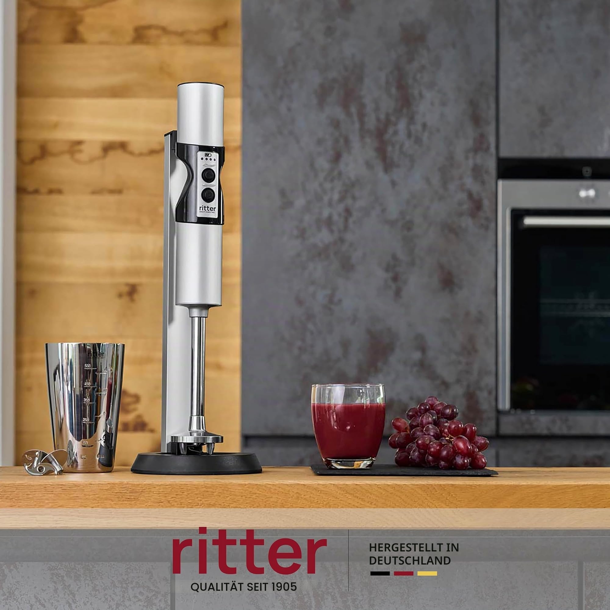 ritter stilo 7 Kabelloser Akku-Stabmixer, Made in Germany, Silber